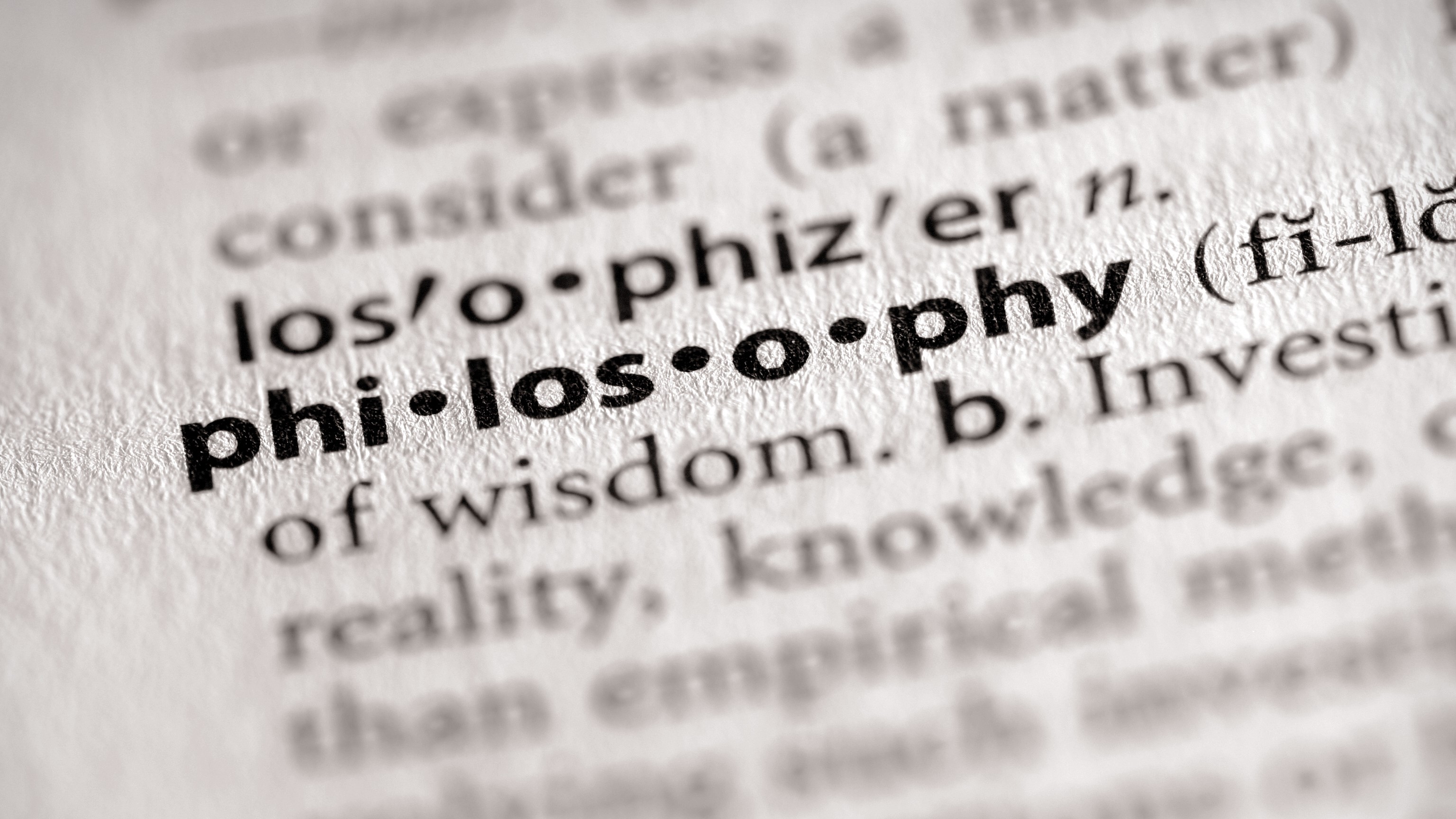 The word philosophy as shown in the dictionary