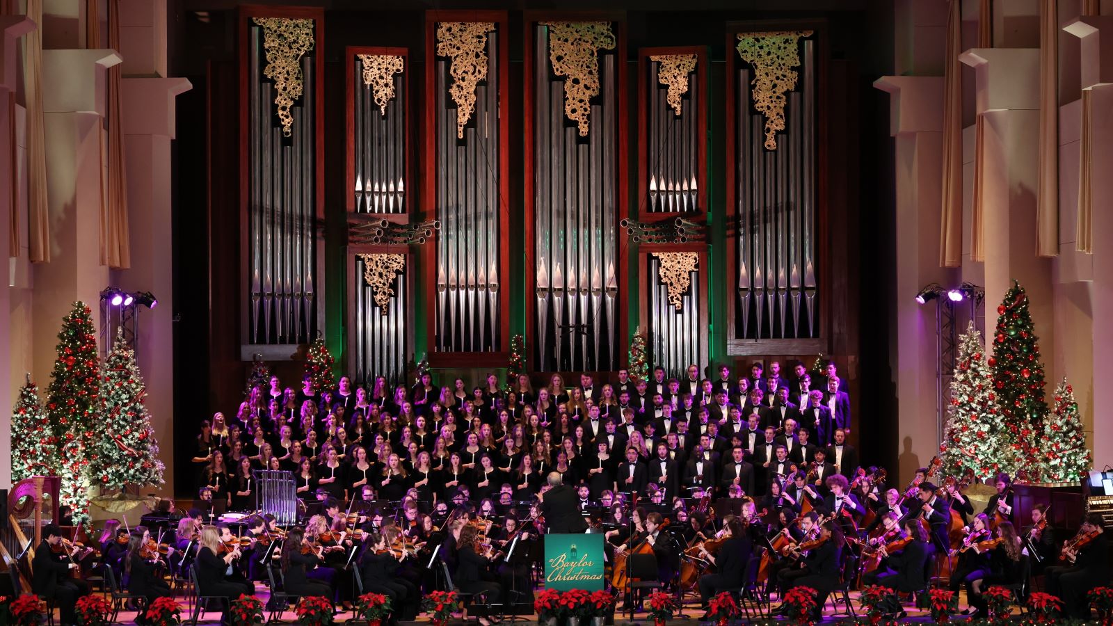 Baylor choirs and symphony performing at Jones Concert Hall