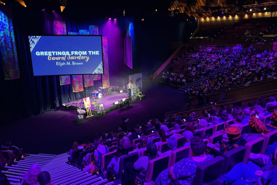 Baptist World Alliance General Secretary and CEO Elijah Brown, Ph.D., is on the stage to open up the Baptist World Congress in Brisbane, Australia.