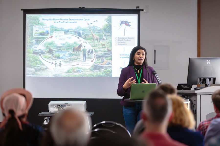 Dhivya Rajamanickam presenting her research at the Texas Academy of Science