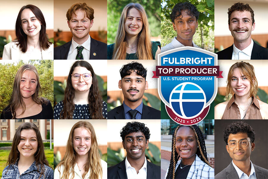 A collage of Fulbright and Rotary Global Scholarship recipients