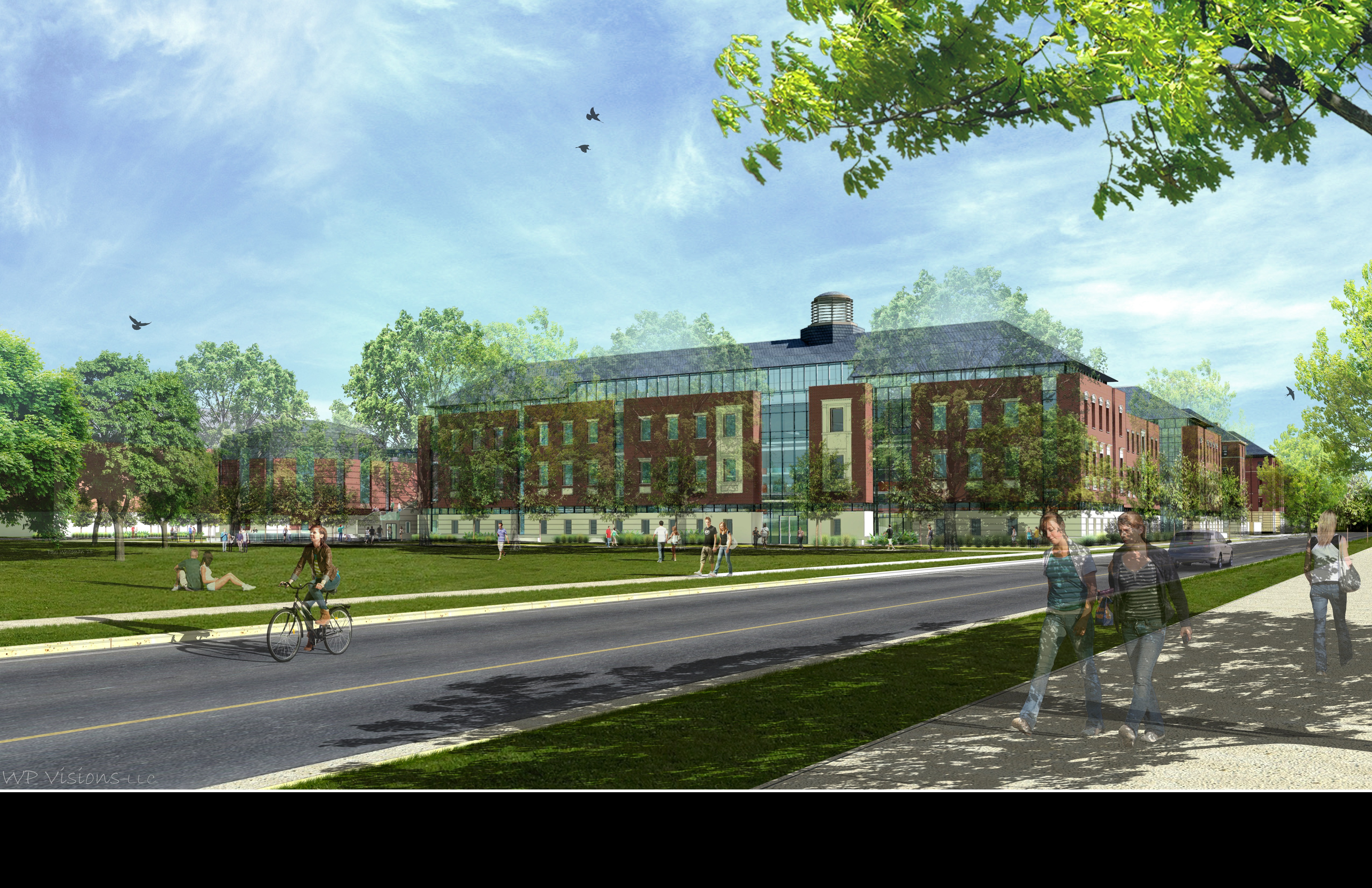 Architectural Rendering: HSB Foster Campus Exterior SW view from Speight Parking Garage  