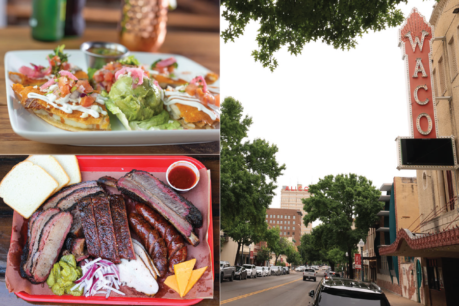 Plates of Food and Image of Waco Street Collage