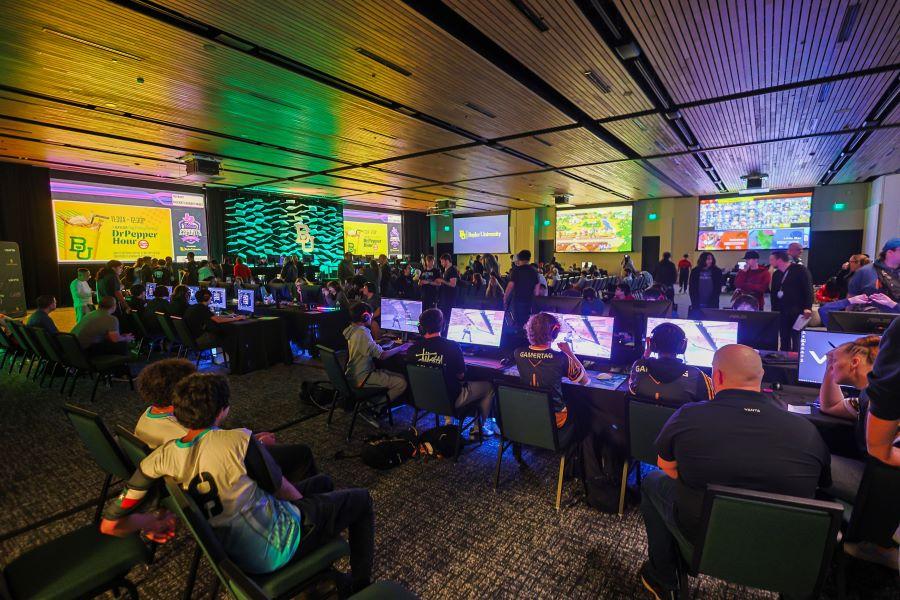 Students playing competitive video games