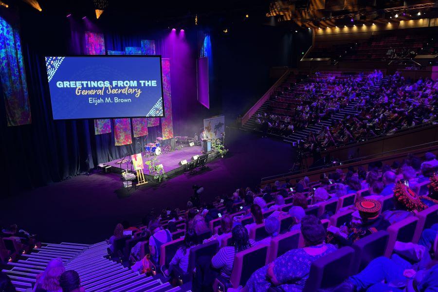 Baptist World Alliance General Secretary and CEO Elijah Brown, Ph.D., is on the stage to open up the Baptist World Congress in Brisbane, Australia.