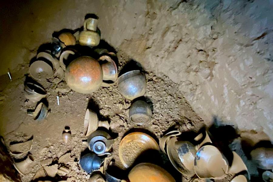 pottery found in an intact 7th century BC Etruscan tomb