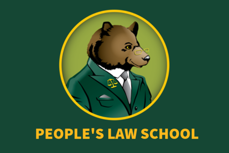 People's Law School at Baylor Law School with a bear in a suit and tie