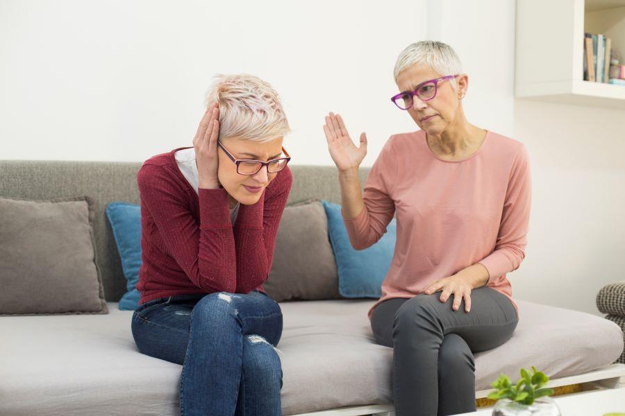 Mom and adult daughter fighting