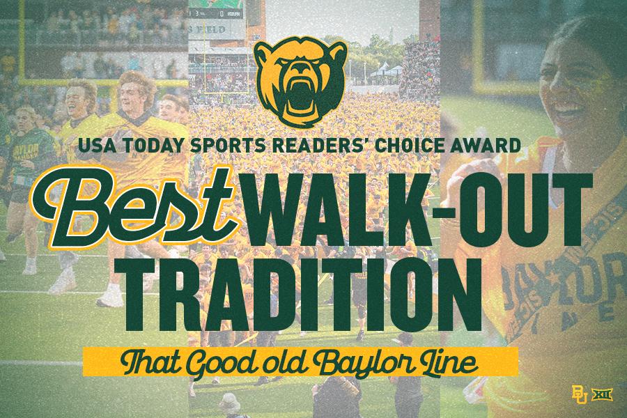 College football fan graphic celebrating USA TODAY SPORTS READERS' CHOICE AWARD for Best WALK-OUT TRADITION 